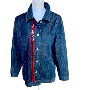 iOS Embellish ladies denim jacket. large. NWOT. Never. Worn. Perfect condition